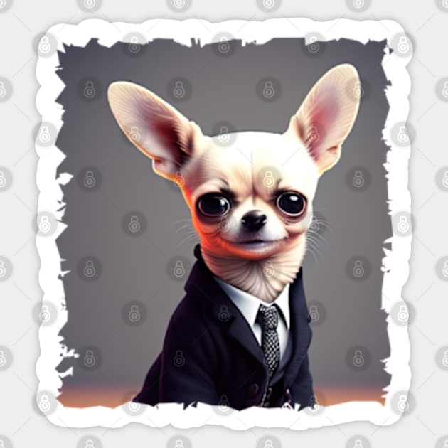 Chihuahua in suit Sticker by IDesign23